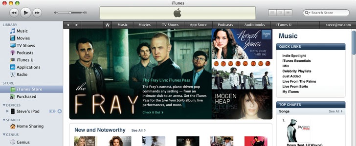 iTunes 9 showing iTunes Store