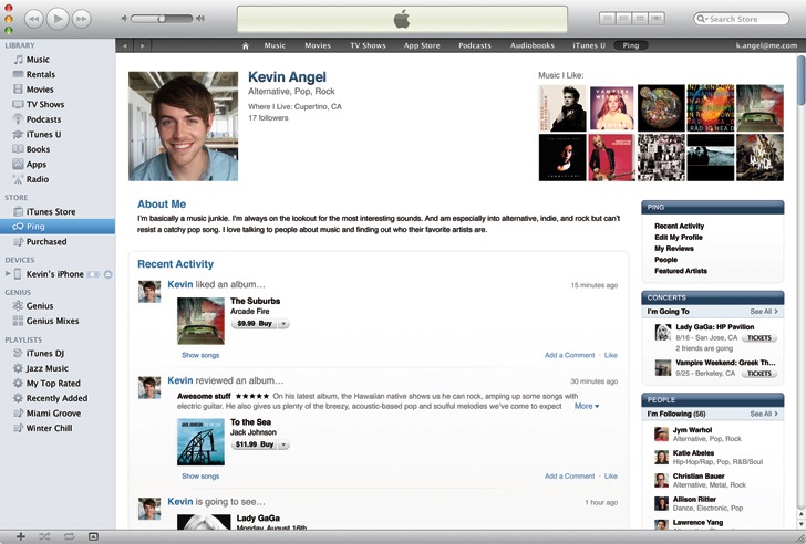 iTunes 10 with Ping a music-orientated social network