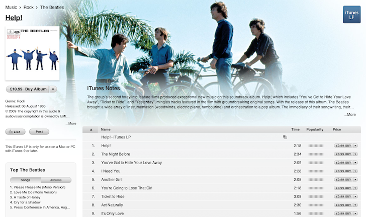 The Beatles album 'Help!' on iTunes Store The Beatles album 'Help!' on iTunes Store