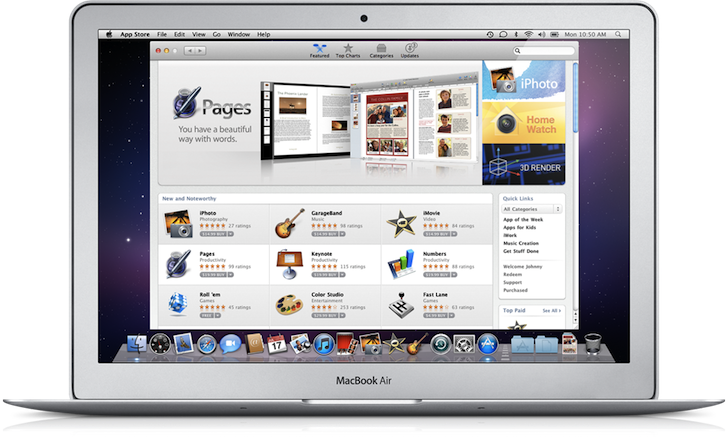 Mac App Store running on MacBook Air Mac App Store running on MacBook Air
