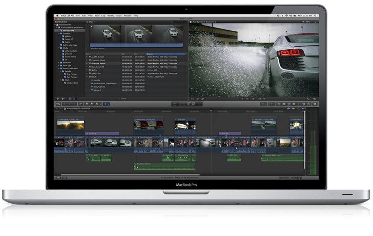 Final Cut Pro X running on a MacBook Pro