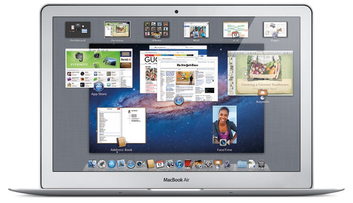 Mac OS X Lion Mission Control running on MacBook Air