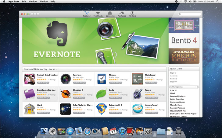 Mac App Store running on OS X Lion Mac App Store running on OS X Lion