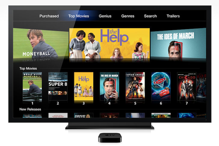 Third-generation Apple TV showing iTunes movies
