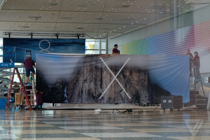OS X 10.10 banners going up inside Moscone West this week