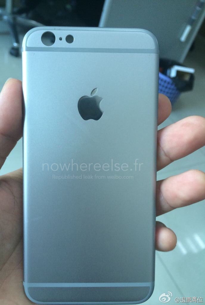 iPhone 6 rear plate showing antenna markings and cutout for camera and flash