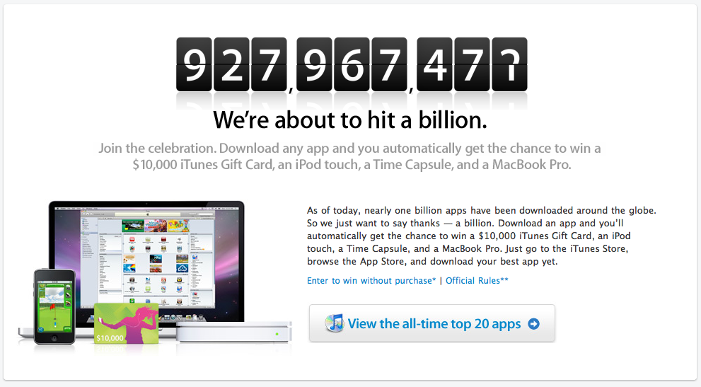One Billion App Store download countdown