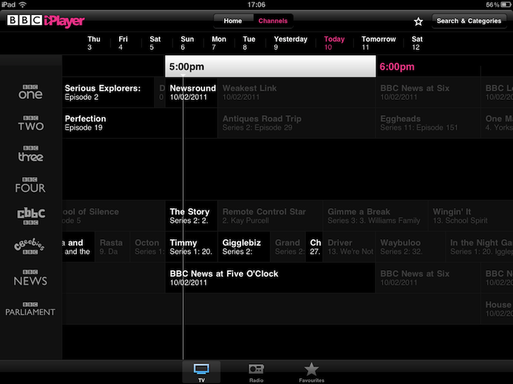 BBC iPlayer iPad app