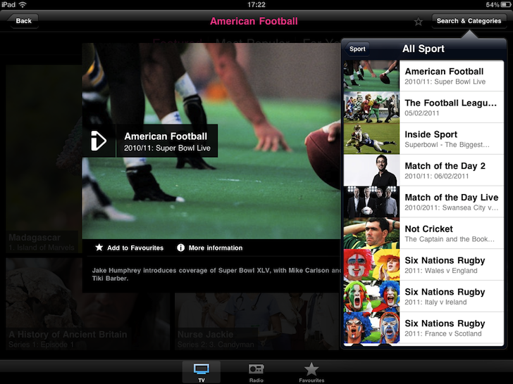 BBC iPlayer iPad app