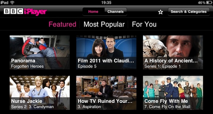 BBC iPlayer iPad app