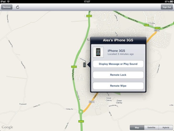 Find my iPhone app running on iPad Find my iPhone on iPad