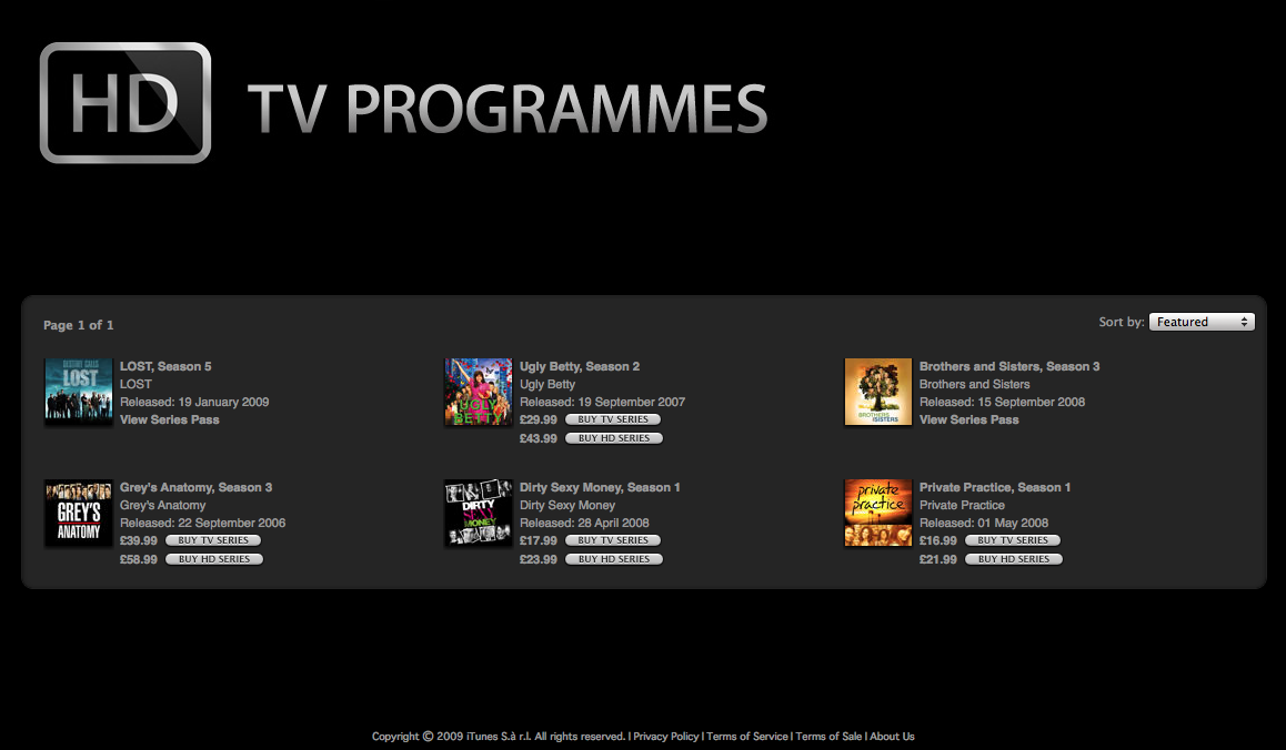 HD TV on iTunes Store