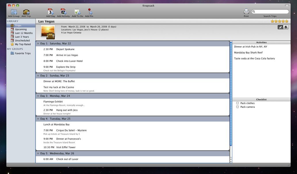 Knapsack's Planning Window