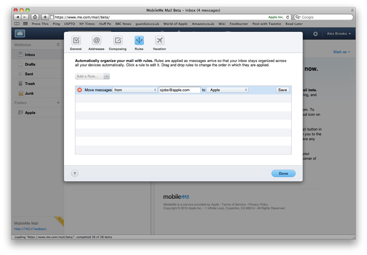 MobileMe Mail beta
