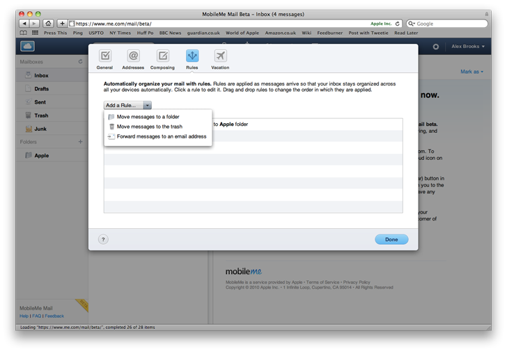 MobileMe Mail beta