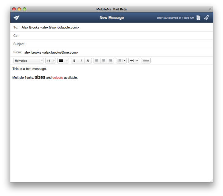 MobileMe Mail beta