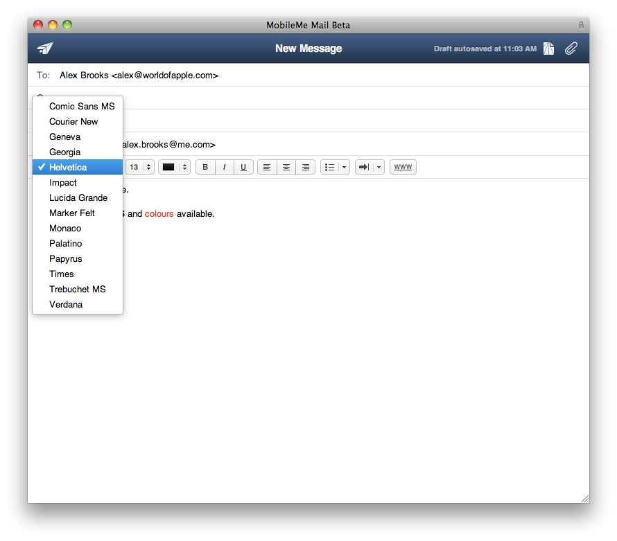 MobileMe Mail beta