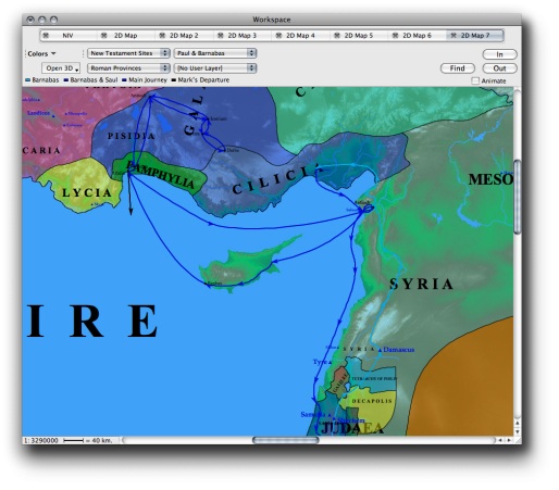 The Routes of Paul, Mark, and Barnabas