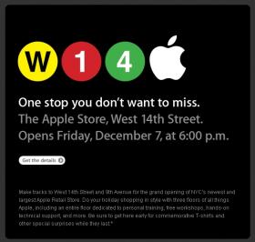 Apple sent out an email announcing the Apple Store West 14th Street opening earlier in the week