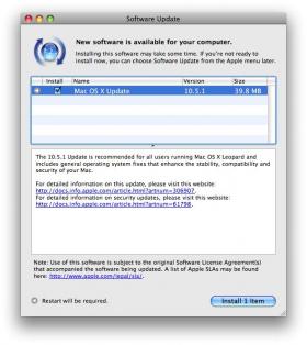 Mac OS X 10.5.1 in Software Update