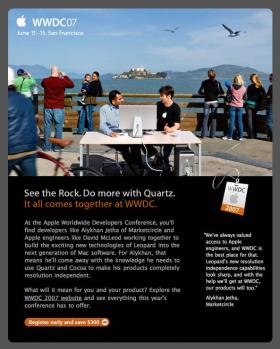 Screenshot of an email sent out by Apple to ADC members