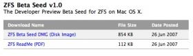 Apple seeds disk image allowing developers full read/write access to ZFS in Leopard