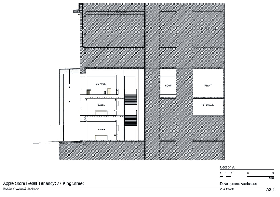 This diagram shows a cross-section view of the store, the floors are clearly labelled for their uses. The suspended Apple is also visible as well as the glass staircase situated at the rear of the store