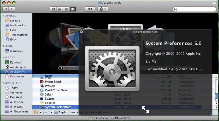 Mac OS X Leopard — build 9A499 — photograph 11